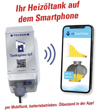 Den Heizöltank in der App sehen.